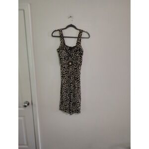 En‎ Focus Petite Black Cream Geometric Medallion Sheath Dress Size  Ring Detail